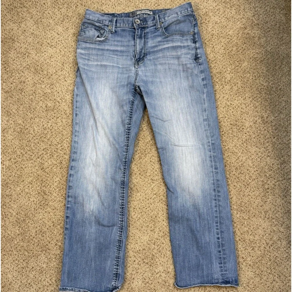 BKE Mens Jeans Tyler Straight Leg Blue Short 32S Tarasenko 2 wash